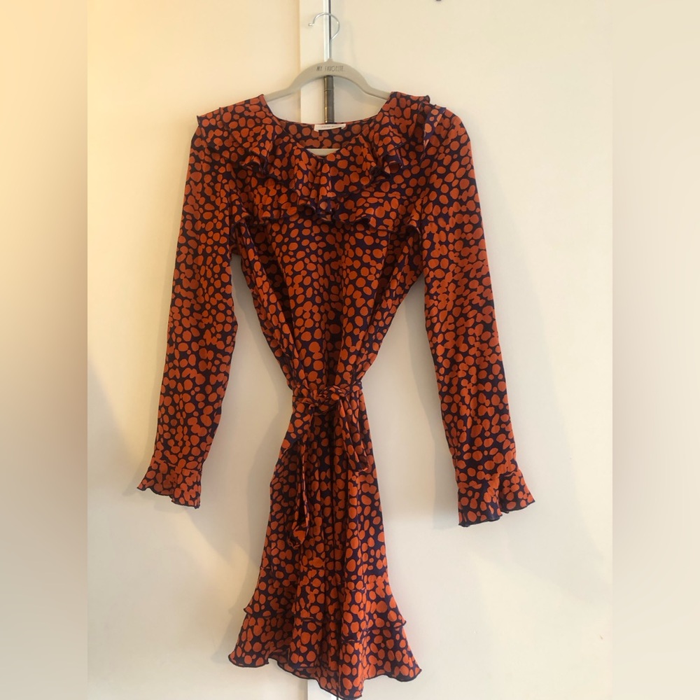 ANINE BING Women's Orange Dotted Mini Dress, 2019, in 100% Silk, size XS
